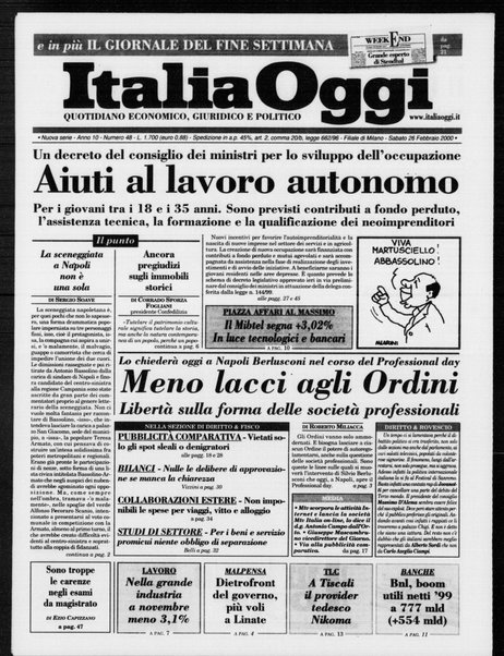 Italia oggi : quotidiano di economia finanza e politica